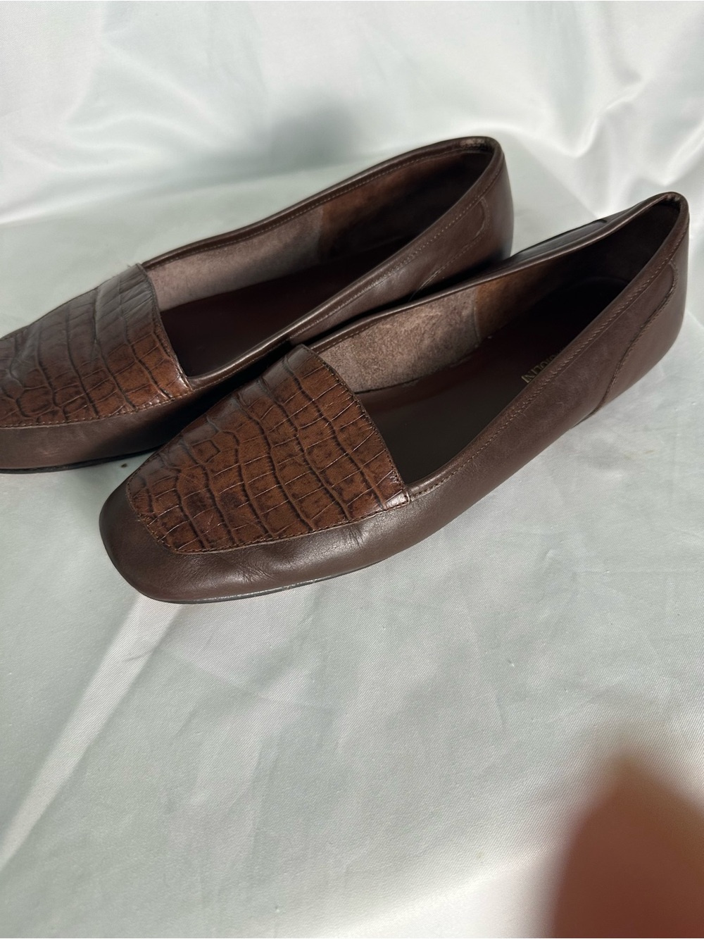 Enzo Angiolini Leather Loafers Women’s US 9.5M Brown Croc Embossed Leather